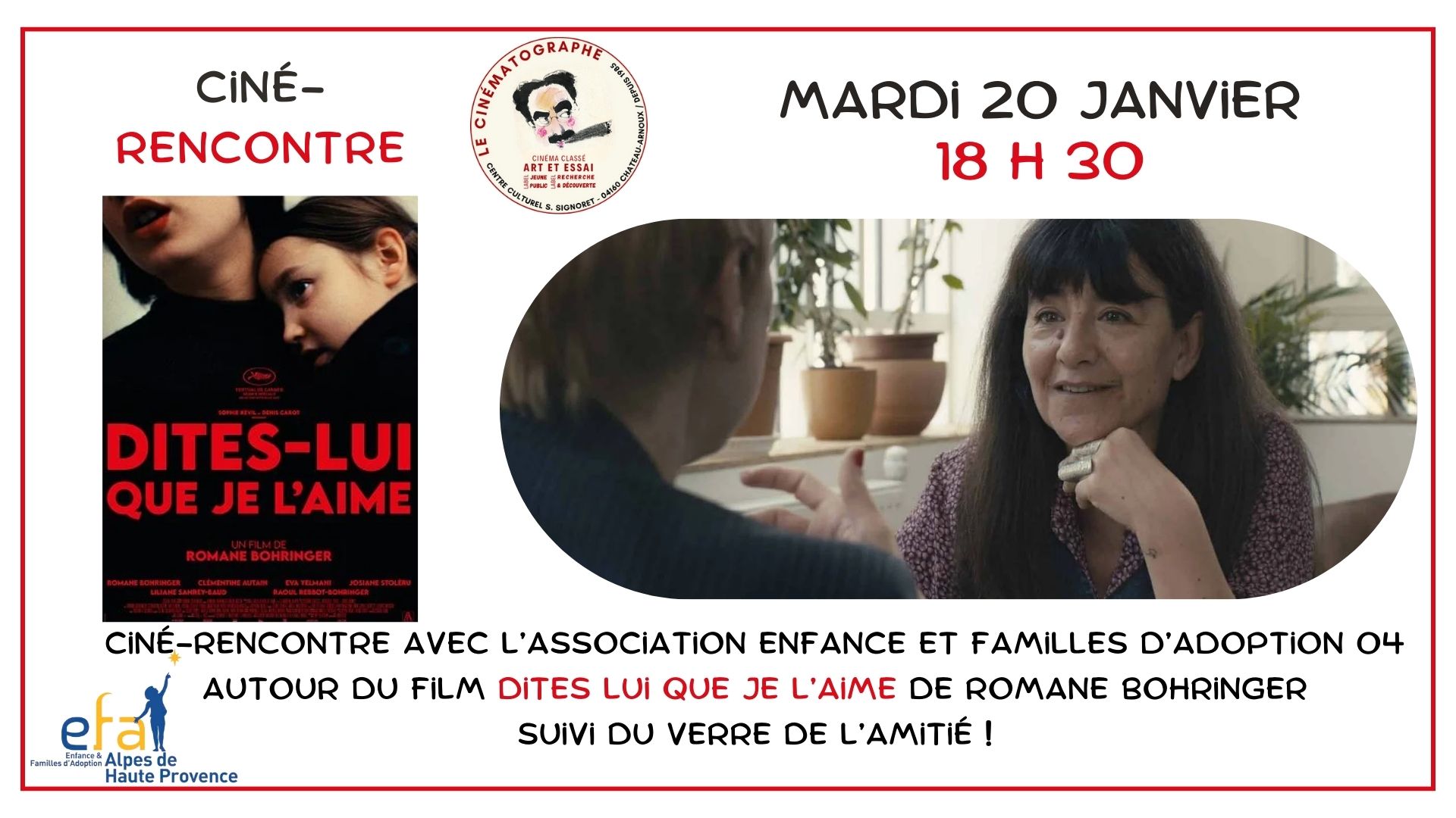Mardi 20 janvier – Ciné-rencontre: Dites lui que je l’aime